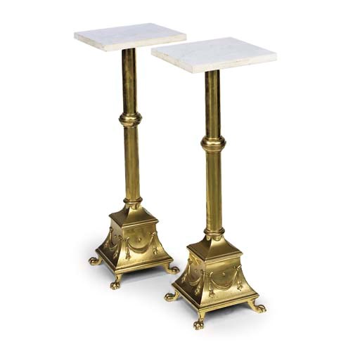 A PAIR OF LACQUERED BRASS STANDS