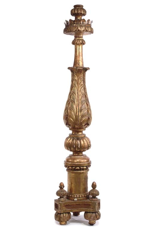 A NORTH ITALIAN CARVED GILT-WOOD ALTARSTICK
