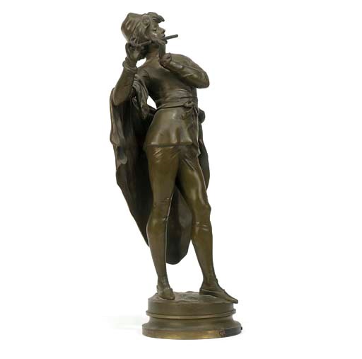 A FRENCH BRONZE MODEL OF A FLAUTIST