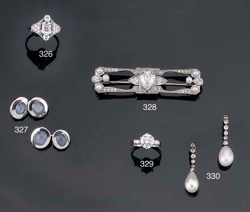 A PAIR OF BELLE EPOQUE PEARL AND DIAMOND EARPENDANTS