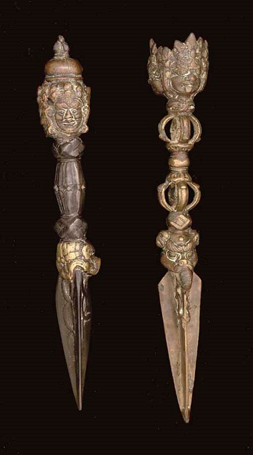 Two Tibetan copper phurbus, 17th/18th Century