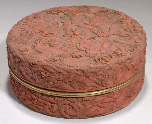 A Chinese cinnabar circular lacquer box and cover, 18th/19th Century