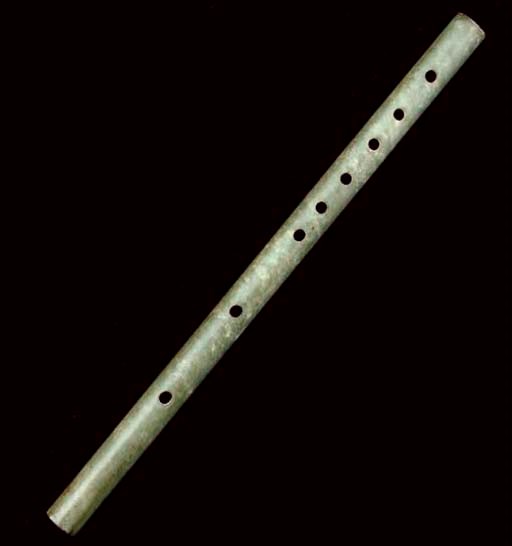 A Chinese celadon jade flute