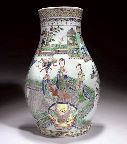 A large Chinese famille verte wall fountain, Kangxi