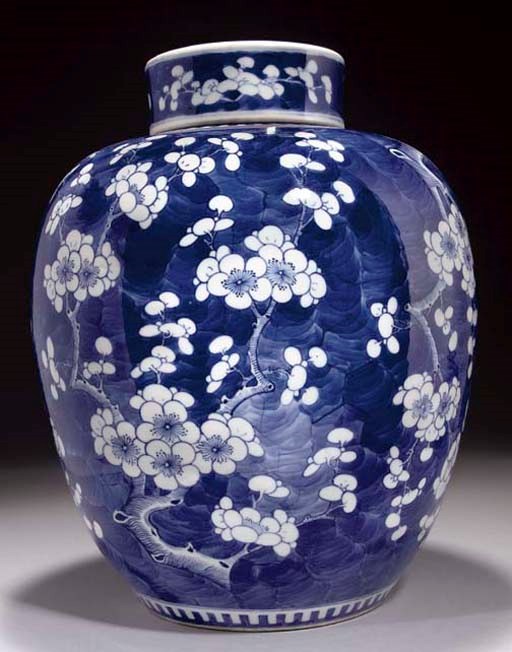 A Chinese blue and white ginger jar and cover, 19th Century