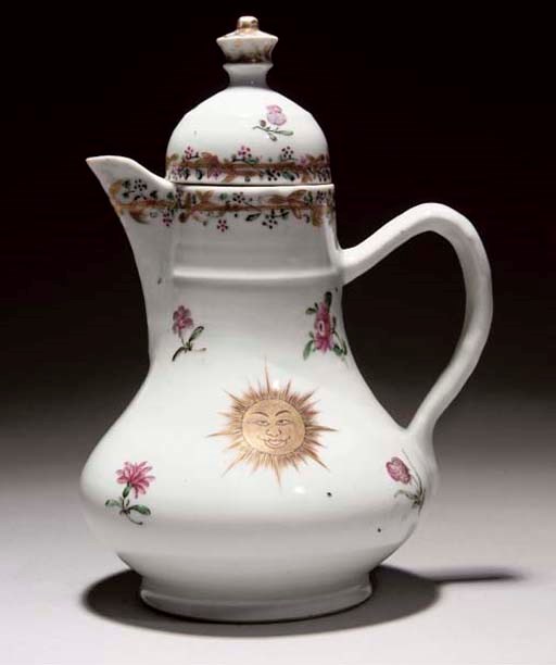 A FAMILLE ROSE MASONIC EWER AND COVER, QIANLONG