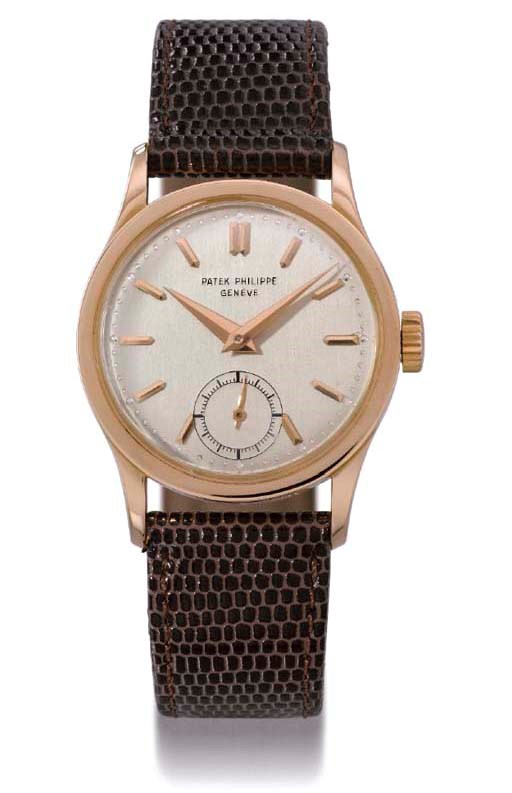 Patek Philippe. A very fine and rare 18K pink gold water-resistant wristwatch