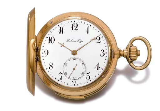 Paul Buhré. A fine 18K gold hunter case minute repeating keyless lever watch