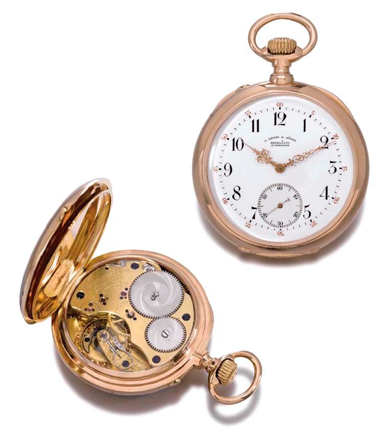 A. Lange & Söhne. A fine 18K gold hunter case keyless lever "Ankerchronometer" watch