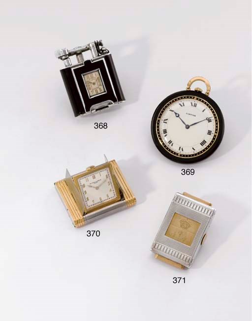 Cartier. A fine and rare 18K gold and black onyx openface keyless lever fob watch