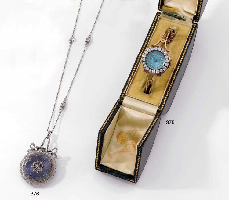 Le Roy. A fine and unusual 18K pink gold and diamond-set wristwatch with bangle bracelet and original box