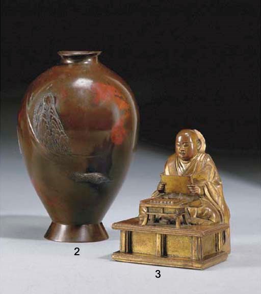 STATUETTE DE MOINE EN BRONZE