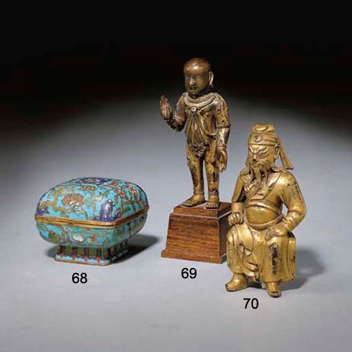 STATUETTE DE GUERRIER EN BRONZE DORE