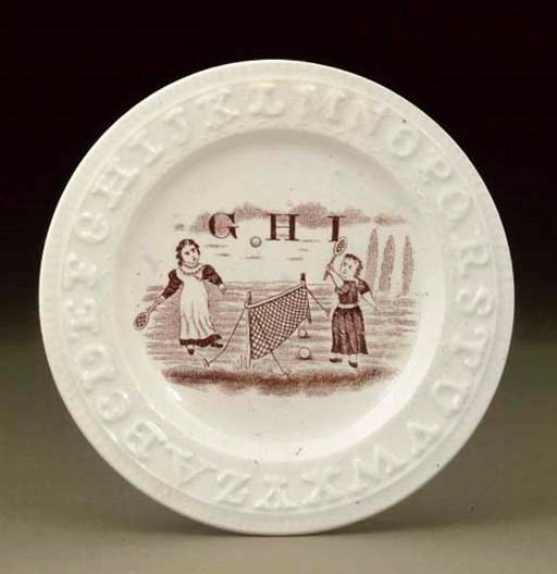 A STAFFORDSHIRE CHILDREN'S ALPHABET PLATE, C.1880