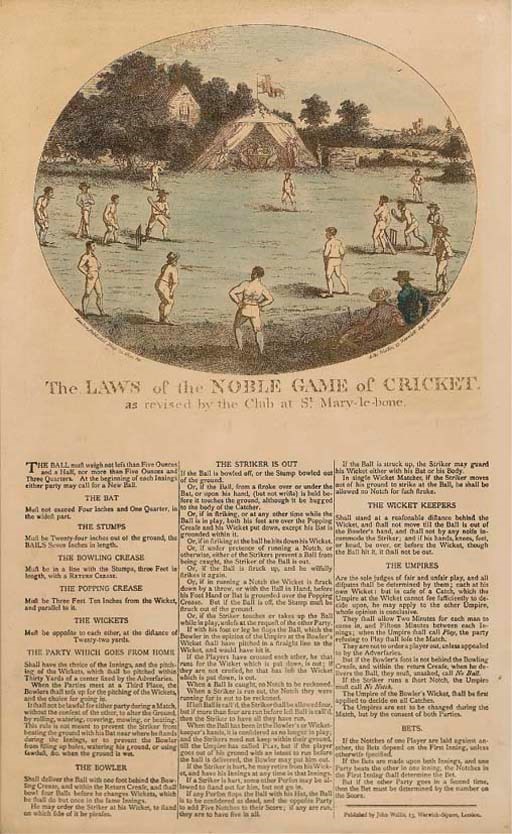 THE LAWS OF THE NOBLE GAME OF CRICKET