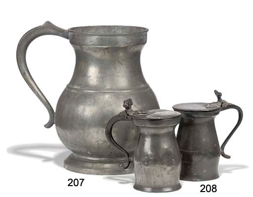 AN ENGLISH PEWTER GALLON MEASURE