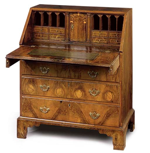 A GEORGE I WALNUT BUREAU