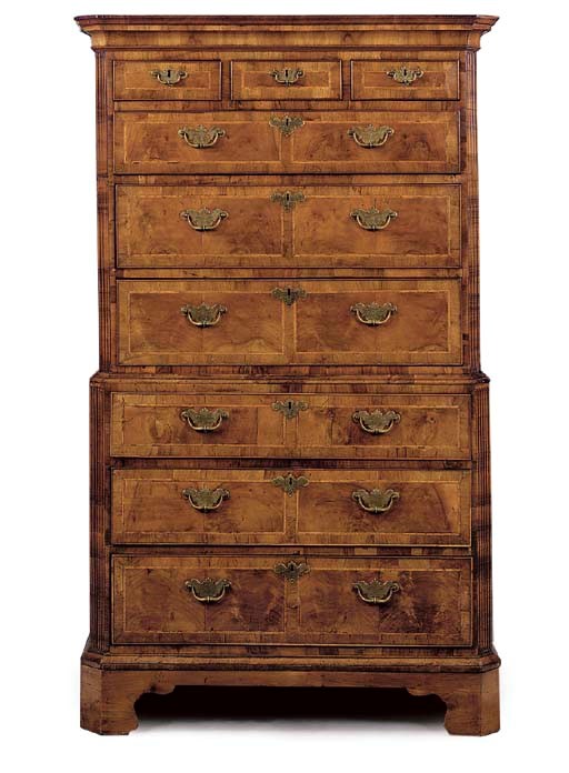 A GEORGE I WALNUT TALL BOY
