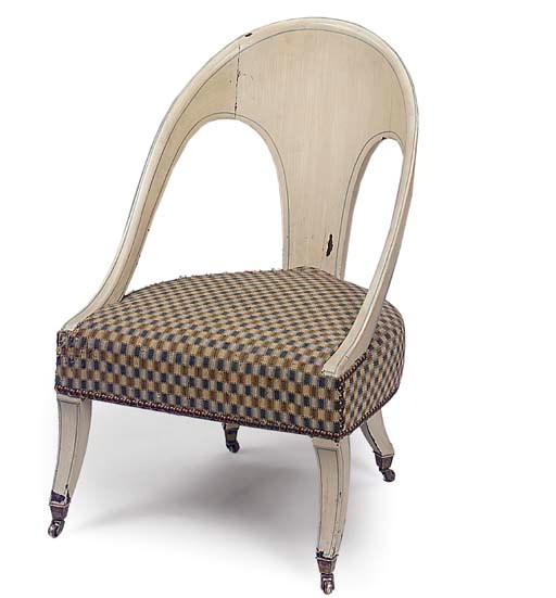 A REGENCY CREAM PAINTED 'ROMAN' EASY CHAIR