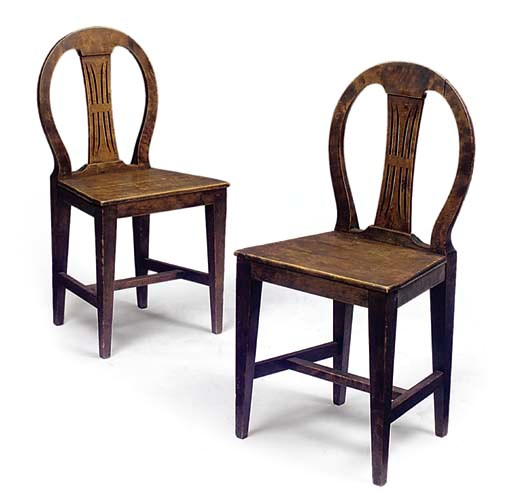 A PAIR OF NORTH EUROPEAN STAINED BIRCH SIDE CHAIRS