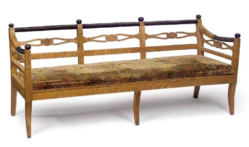 A NORTH ITALIAN OR AUSTRIAN BIEDERMEIER BIRCH AND EBONISED SOFA