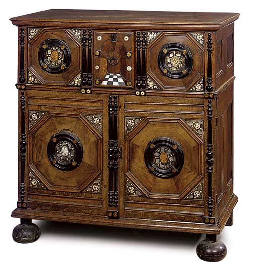 A CHARLES II OAK, SNAKEWOOD, WALNUT, EBONISED AND MARQUETRY CHEST
