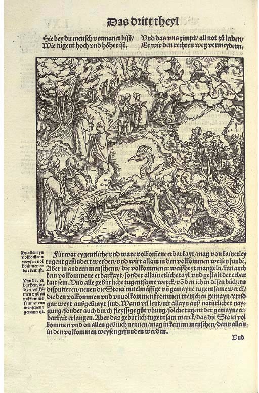 CICERO, Marcus Tullius. Officia, in German. Translated by Johannes von Schwarzenberg and Johann Neuber. Augsburg: Heinrich Steyner, 7 December 1531. Without final blank. Large woodcut on title, portrait of Schwartzenberg by Weiditz after Dürer, and 101 illustrations by Hans Weiditz. Worstbrock 140; Davies Murray German 118; Dodgson II 143/12. [Bound after:]