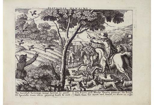 HOLLAR, Wenceslaus (1606-1677) -- Francis BARLOW [A Sammelband of various works including Severall Wayes of Hunting, Hawking and Fishing. London: after 1671].