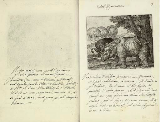 SADELER, Aegidius, artist. Theatrum Morum, in Italian: Favole d'Esopo. Manuscript on paper. [18th-century].