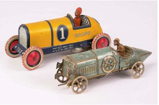 German lithographed tinplate Racing Cars