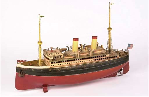 A Fleischmann clockwork 50cm. Bremen-type two-funnel Ocean Liner