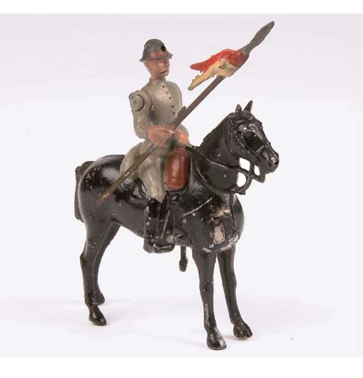 A Britains Paris Office French steel-helmet Lancer at the Halt