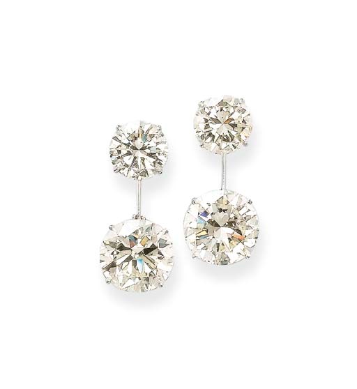 A Pair of Diamond Ear Pendants