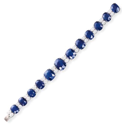 A SAPPHIRE AND DIAMOND BRACELET, BY BULGARI