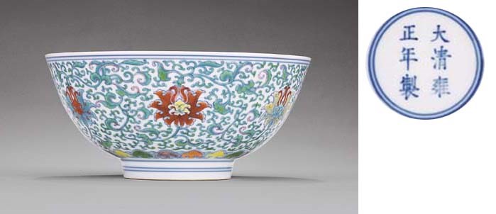 A FINE AND RARE DOUCAI BOWL