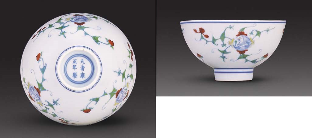 A FINE AND VERY RARE DOUCAI BOWL