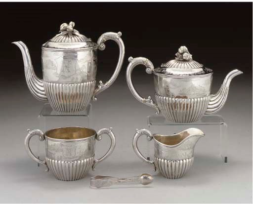 A 20TH CENTURY CHINESE EXPORT SILVER 4-PIECE TEA & COFFEE SET,