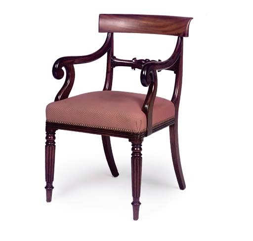 A LATE REGENCY MAHOGANY ARMCHAIR