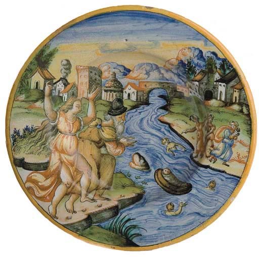 'TONDINO' EN FAIENCE DE LYON OU DE NEVERS DE LA FIN DU XVIEME-DEBUT DU XVIIEME SIECLE