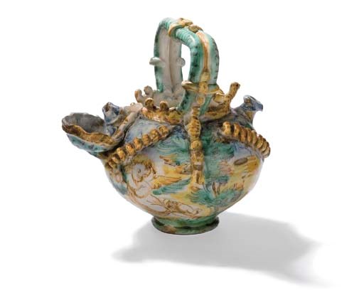 CRUCHE EN FAIENCE DU XVIIIEME SIECLE, PROBABLEMENT ITALIE DU SUD