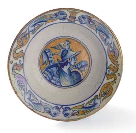 PETIT VASE BOULE ET PLAT EN FAIENCE PROBABLEMENT ITALIENNE