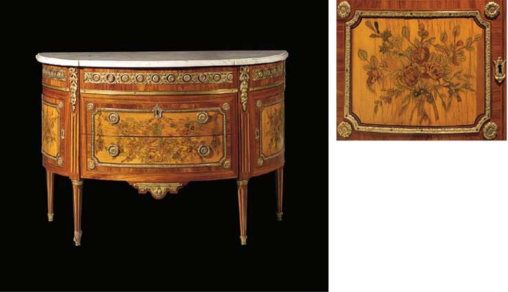 DEUX COMMODES FORMANT PAIRE D'EPOQUE LOUIS XVI