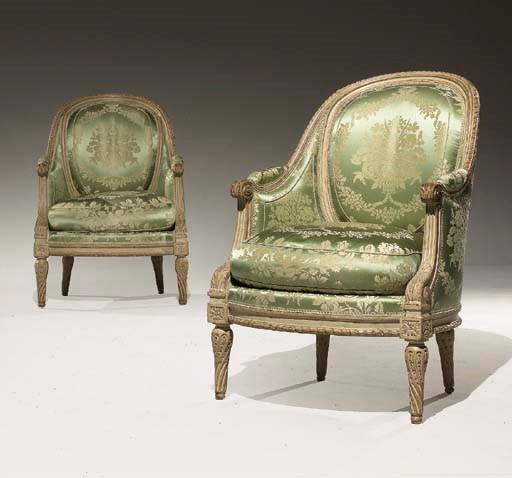 RARE PAIRE DE BERGERES D'EPOQUE LOUIS XVI