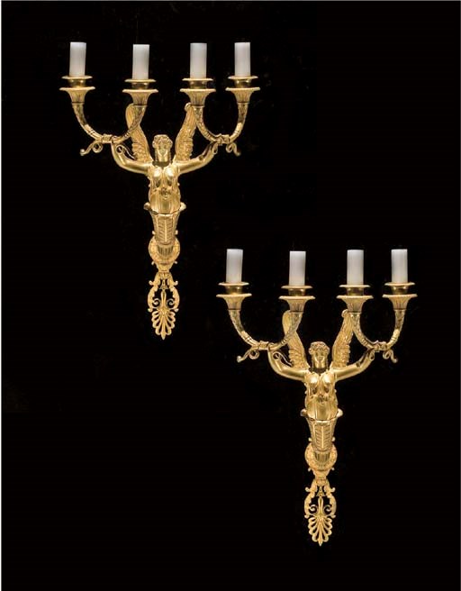 PAIRE D'APPLIQUES D'EPOQUE EMPIRE