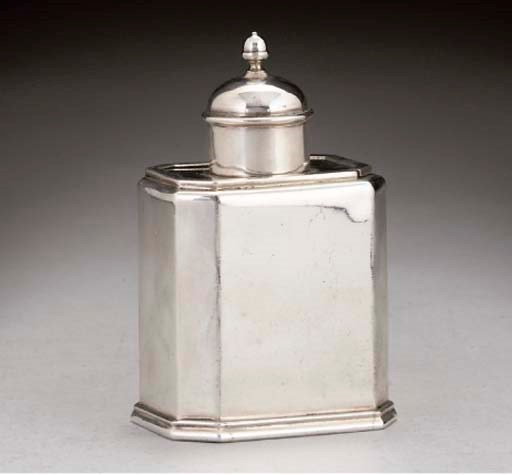 A GEORGE III SILVER TEA CADDY