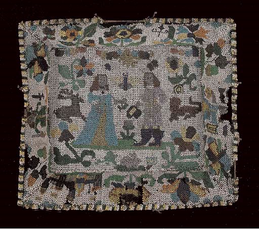 A SEVENTEENTH CENTURY BEADWORK LAYETTE BASKET