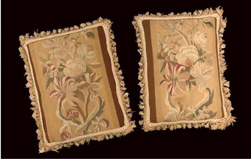 SIX AUBUSSON STYLE CUSHIONS