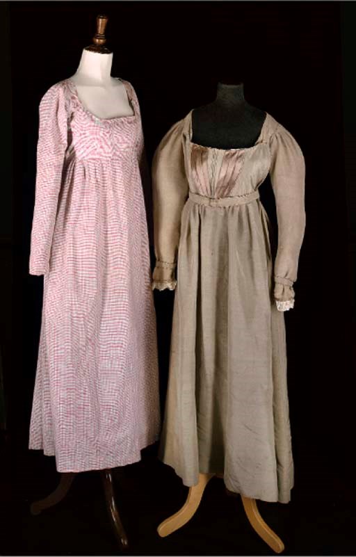 TWO EARLY 19TH CENTURY DAY DRESSES