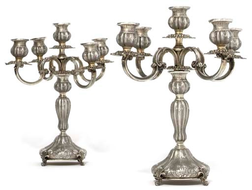 A PAIR OF ITALIAN FIVE-LIGHT CANDELABRA