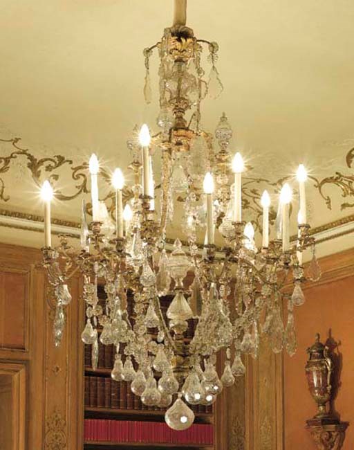 A FRENCH GILT-BRONZE AND CUT-GLASS FIFTEEN-LIGHT CHANDELIER